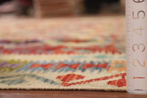 South-western Reversible Kilim Pastel Color Area Rug 10'x13' Hand-woven Carpet - Picture 8 of 10