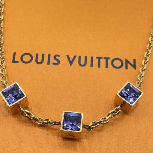 Auth Louis Vuitton Collier Gamble GD Purple M65096 Necklace W/Box/Bag BL030065 - Picture 4 of 13