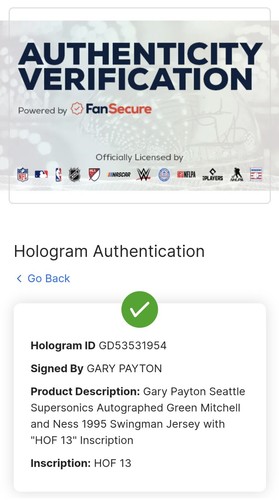 Fanatics Gary Payton Sonics Auto Mitchell & Ness AUTHENTIC Trikot mit HOF 13 Insc - Bild 4 von 10