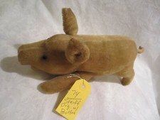 Steiff Pig w/button Vintage Hog 10" Plush Soft Toy Stuffed Animal