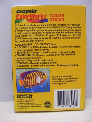 1988 Crayola Color Works Erasable Color Sticks 12-Pack - Picture 2 of 2