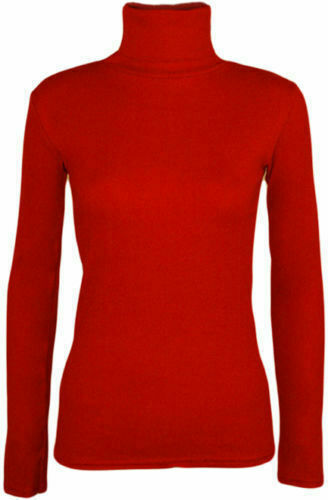 WOMENS PLAIN POLO NECK ROLL NECK TURTLE NECK JUMPER LADIES LONG SLEEVE TOP - Picture 5 of 26