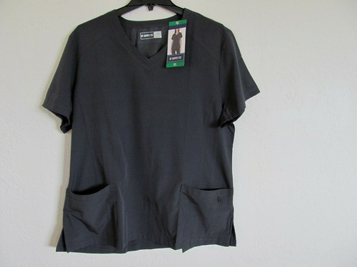 BT Supply Co V-Neck Scrub Top-Charcoal- 2 Front Pockets-Mesh Back -Women's XL