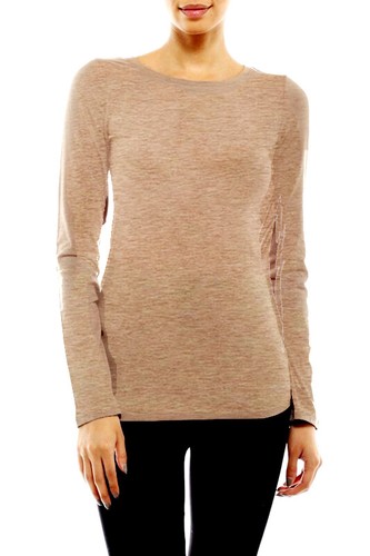 (Bozzolo) Long Sleeve Plain ROUND Neck T-shirts Cotton/Spandex Junior Size S M L - Picture 18 of 27