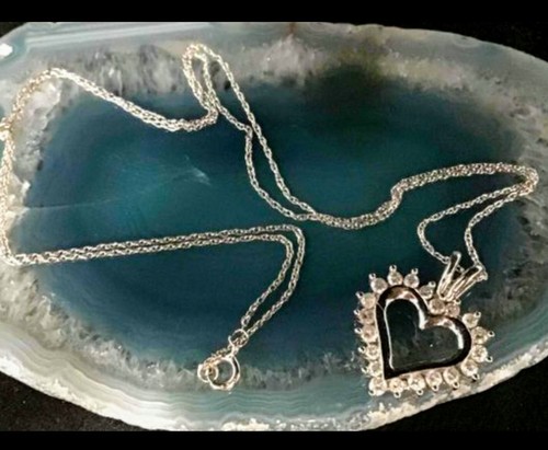 10K Gold Necklace W /Heart Diamond Pendant - Picture 5 of 6