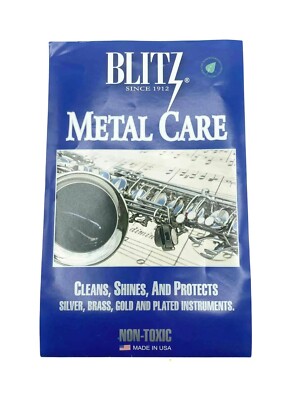 Blitz Metal Care Cloth Cleans Shines Protects Instruments
