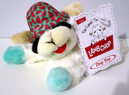 NEW SUMMER WATERMELON PICNIC MULTIPET SOFT PLUSH 6.5" LAMB CHOP DOG TOY SQUEAKER - Picture 4 of 6