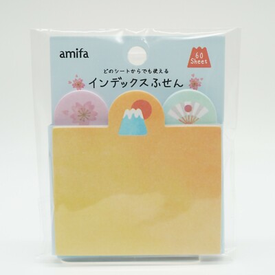 AMIFA JAPAN Fuji San Mountain Sakura Japanese Fan Index Sticky Notes 60 Sheets