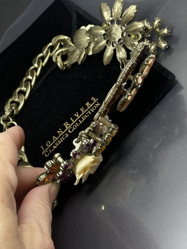 Joan Rivers Classics GoldTone Multicolor Rhinestones Floral 16-19” Necklace - Picture 4 of 4