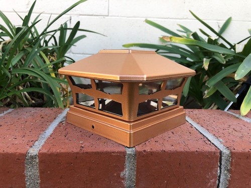 Garden Solar Copper Post Deck Fence Cap Lights SMD LED Vinyl/PVC Wood Post 5X5 - Picture 28 of 57