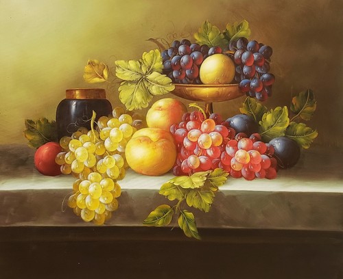 Fruits Still Life #3D-3, 20x24, pintura al óleo sobre lienzo 100 % pintada a mano - Imagen 1 de 5