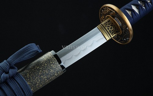 Japanese Katana T8 Steel Clay Tempered Abrasive Brass Tsuba Samurai Sword Sharp. - Picture 4 of 13