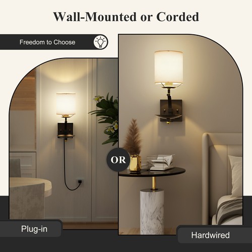 HYMELA Wall Sconce LED Dimmable Modern Plug-in USB Charging Metal Vanity Light - Picture 3 of 7