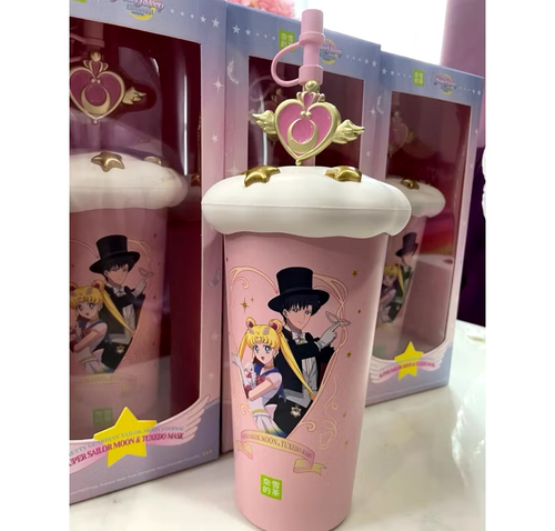 (Brand New) Sailor Moon Pink Authentic Tumbler Limited Edition + Sticker + Bag - Picture 7 of 8