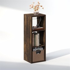 Pemberly Row 3 Cube Vinyl Record Media Storage Organizer in Amber Pine