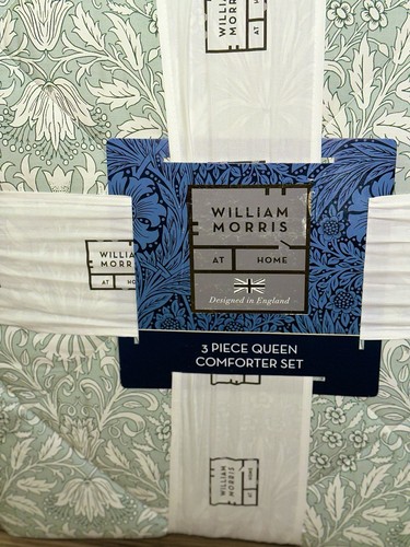 3-teiliges William Morris Garden Tonal Seafoam Queen Bettdecken-Set | Botanische Blumen - Bild 3 von 4