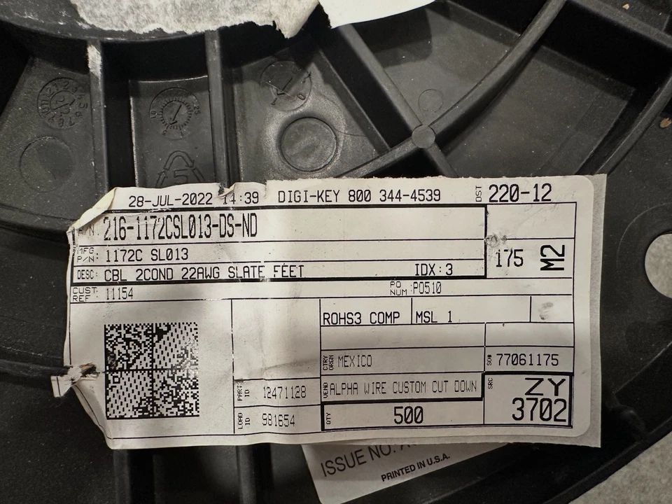 500' Alpha Wire 1173C SL002 Slate 22 AWG 3 Conductor Tinned Copper 300V - Image 2 of 2