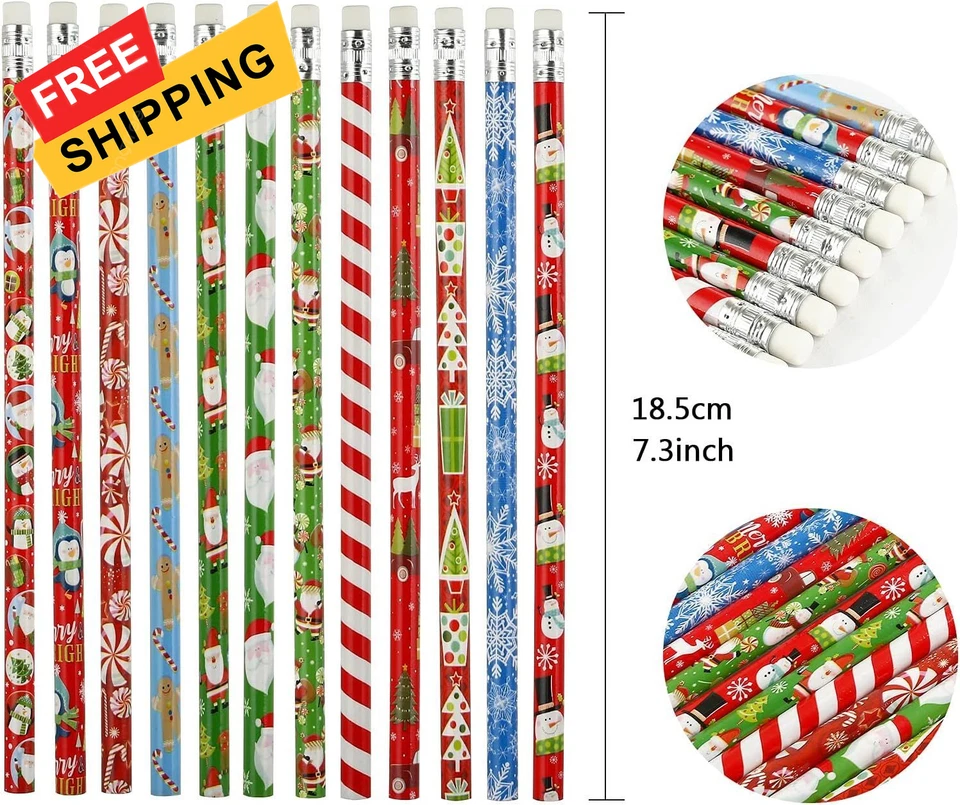 Kesote Christmas Pencils for Kids with Erasers Party Green - Image 2 of 4