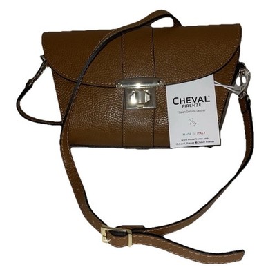 Cheval Firenze Elegant Brown Pebbled Leather Crossbody Shoulder Bag NWT 