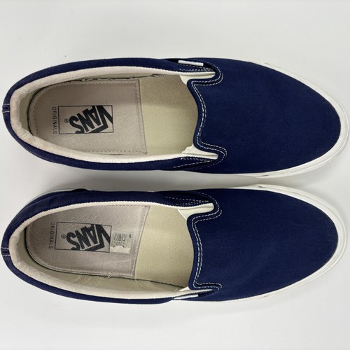 Vans Shoes Mens 10.5 Navy Classic Slip-On Canvas Skate Street Low Top Comfort - Picture 5 of 9