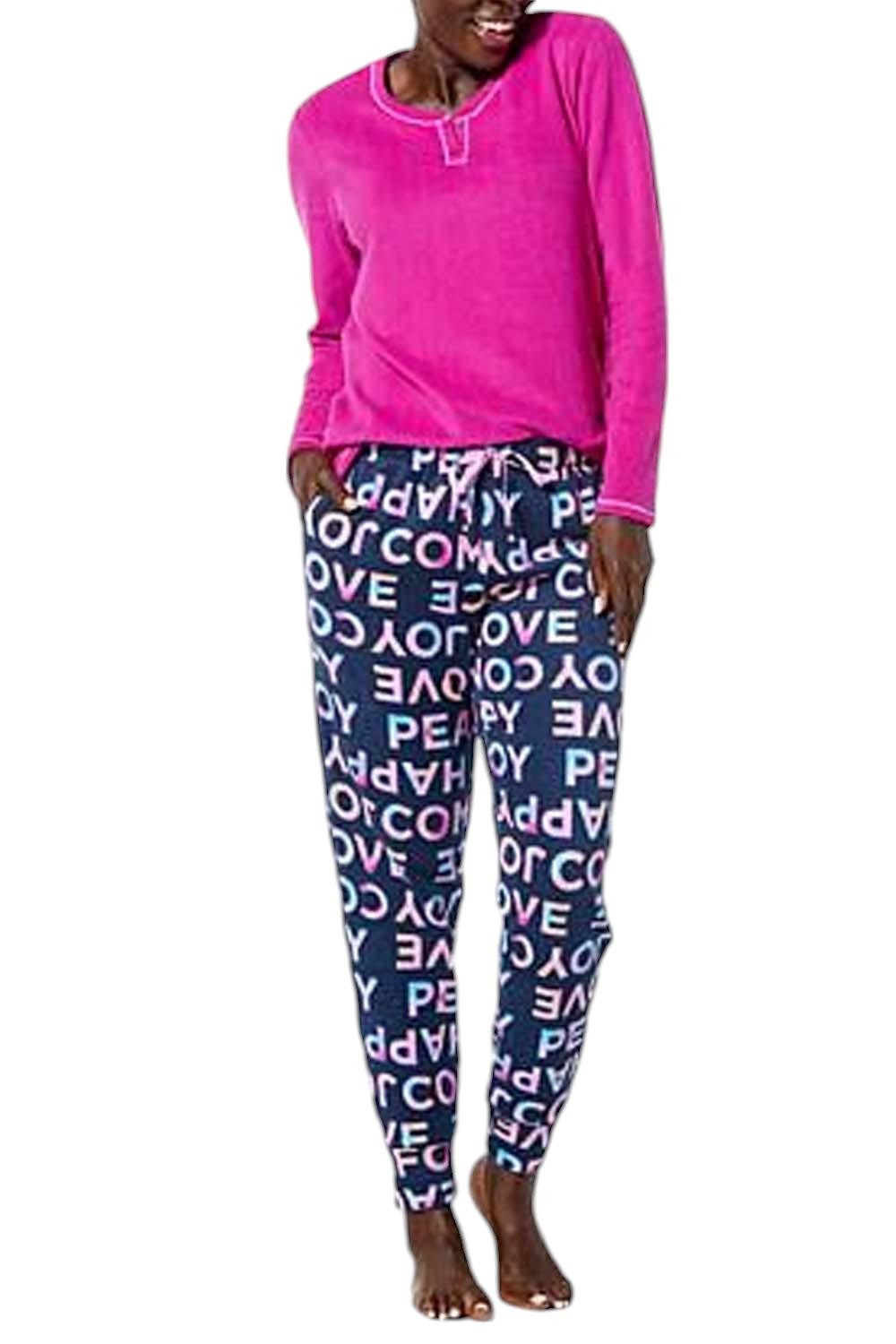 Женский пижамный комплект Henley из уютного флиса Comfort Code, состоящий из 2 предметов, цвет фуксия/LoveJoy