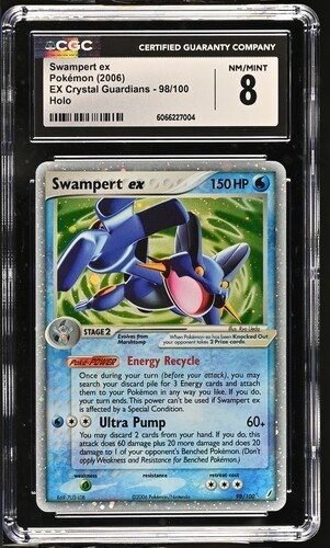CGC 8 SWAMPERT EX 98/100 EX CRYSTAL GUARDIANS HOLO POKEMON NM/ MINT - Picture 1 of 2