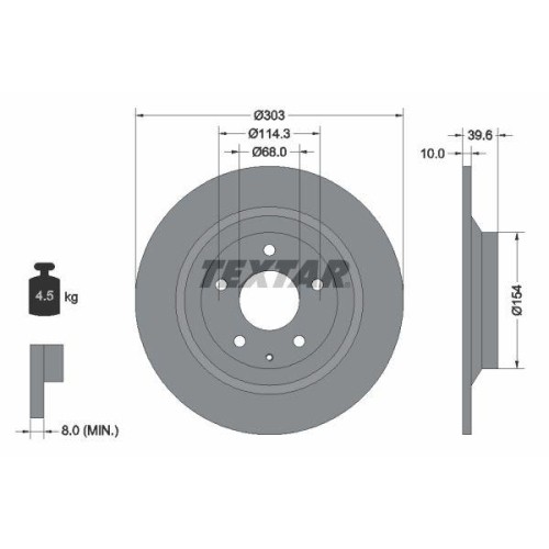 Textar 92242703 Bremsscheibe Hinterachse FüR Hongqi Mazda (Changan)-image