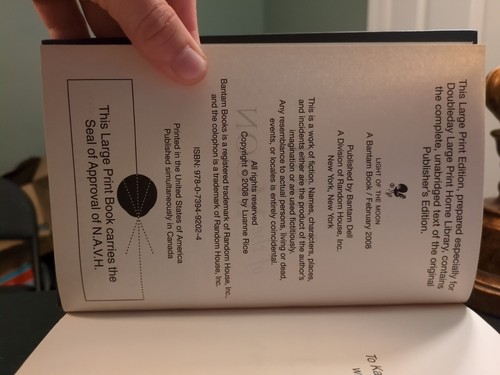 Light Of The Moon By Luanne Rice (Large Print Hardback). Romance/Family/Drama. - Bild 12 von 22