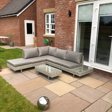 Image of Rattan Garden Furniture Sofa Set Coffee Table Cushions Wicker Outdoor Patio