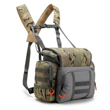 Binocular Harness Chest Pack Large Capacity, Adjustable Bino Case Camogreen