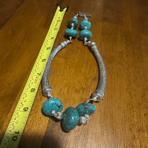 Necklace Natural Turquoise Gemstone Beaded Handmade Fashion Traditional Jewelry - Picture 7 of 8