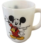 VTG MICKEY MOUSE TODAY FIRE KING ANCHOR HOCKING MILK GLASS PEPSI COLLECTOR MUG