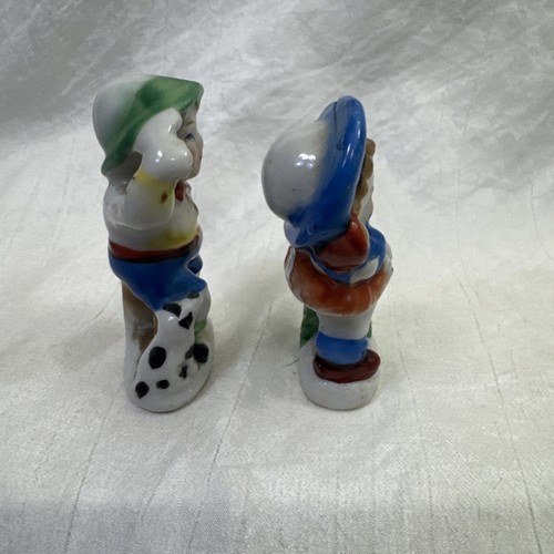 Giappone occupato ragazzo con il suo cane ragazza con bambola miniature statuine vintage A15 - Foto 4 di 7