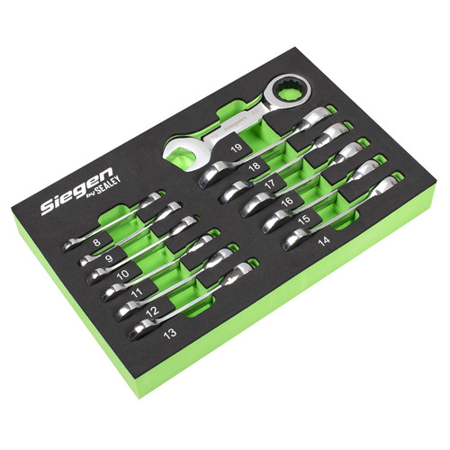 Sealey S0633 Stubby Ratchet Combination Spanner Set 12pc Metric - Picture 9 of 12