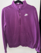 Nike Sportswear Women s Purple 1/2 Zip Mock Neck Fleece Sweatshirt L