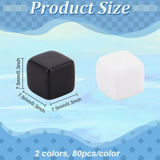 160PCS 2 Colors 7.5mm Blank Dice, Round Corner Black White Square Blocks with...