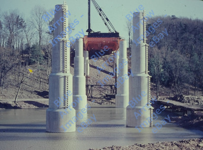 1954 35mm Slide Highway Bridge Construction Over River Pennsylvania #13606