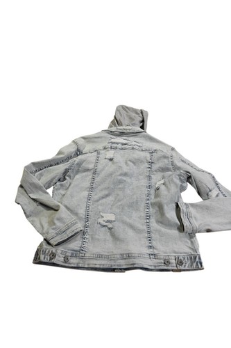 BKE Herren XXL Stretch Jeansjacke mit Kapuze abnehmbar blau distressed - Bild 7 von 9