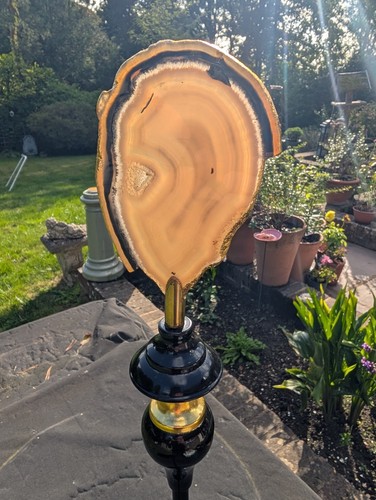 Stunning LIBRA INTERIORS Mounted AGATE Ornament (57cm) Black & Gold * Unique VGC - Picture 7 of 10