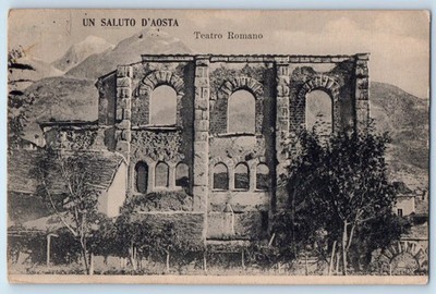Valle d Aosta Italy Postcard Roman Theatre Greetings from Aosta 1911 Antique