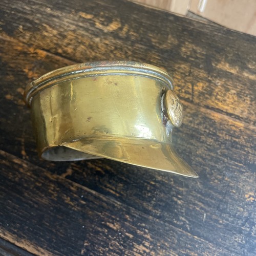4 3/4" Howitzer Shell WW1 Trench Art Brass Officers Peaked Cap - Picture 7 of 7