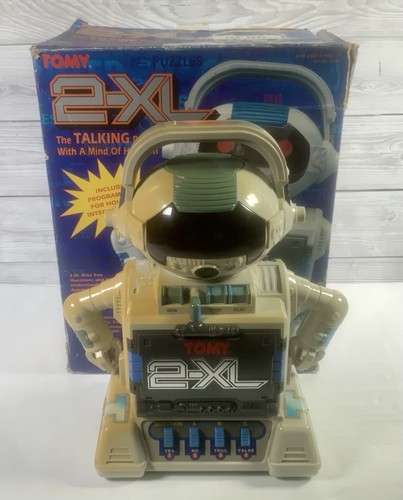 Vintage Tomy 2XL sprechender Roboter Kassettenspieler - funktioniert mit Box und Band