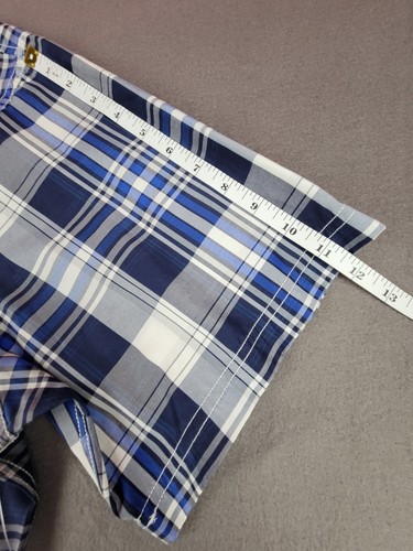 Encye Men's 5XL Blue Plaid Button-Up Short-sleeve - Picture 9 of 9