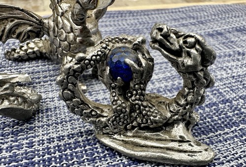 Spoontiques Pewter Hanging Dragon w/ Crystal & Bonus Figures - Picture 5 of 7