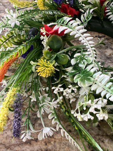 Türkranz Frühling Mehrfarbig Sommerkranz Wandkranz 30 cm Blumenkranz Sommer - Bild 5 von 6