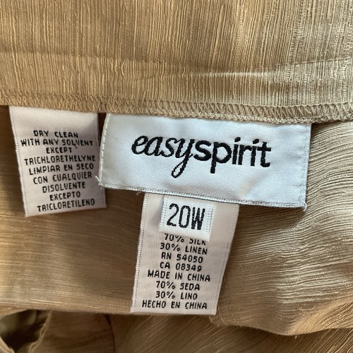 Vintage Easy Spirit 20W Beige Silk Linen High Rise Ankle Pants Pocket Beige Slit - Picture 5 of 7