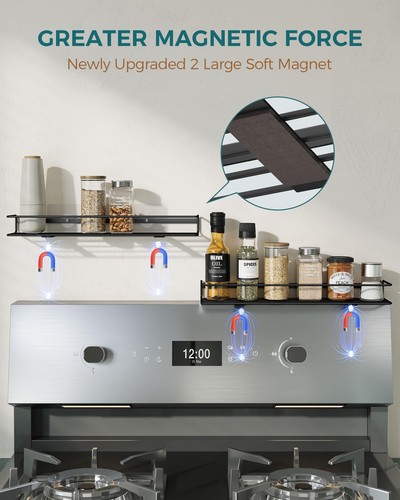 30"Magnetic Stove Top Shelf Set of 2 Over the Kitchen Organizer Spice Three Ways - Picture 7 of 7