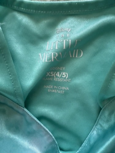 Disney Girls The Little Mermaid Teal Fantasy Nightgown XS Size 4-5 - Picture 4 of 5