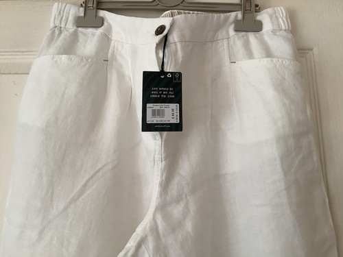 White Stuff 100% Linen White, New With Tags Size 14 Reg Trousers. - Picture 3 of 6