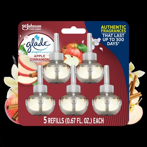 Glade Apple Cinnamon PlugIns Scented Oil Air Freshener Refills 5 ct